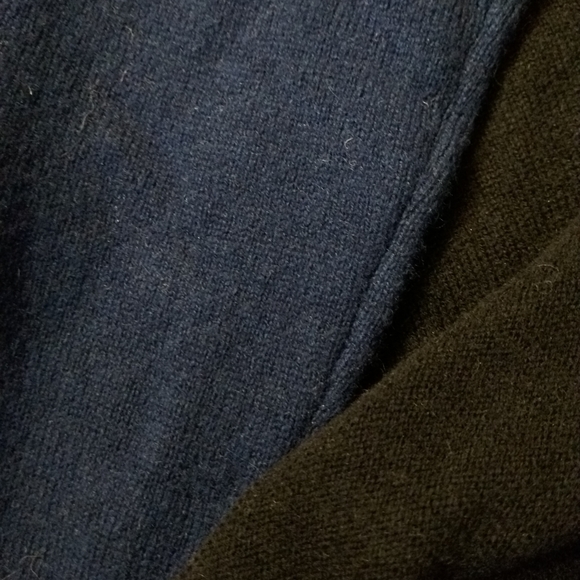 Vince Colorblock Sweater High Low WOOL CASHMERE Navy Blue Crew Neck Oversized S - Picture 4 of 11